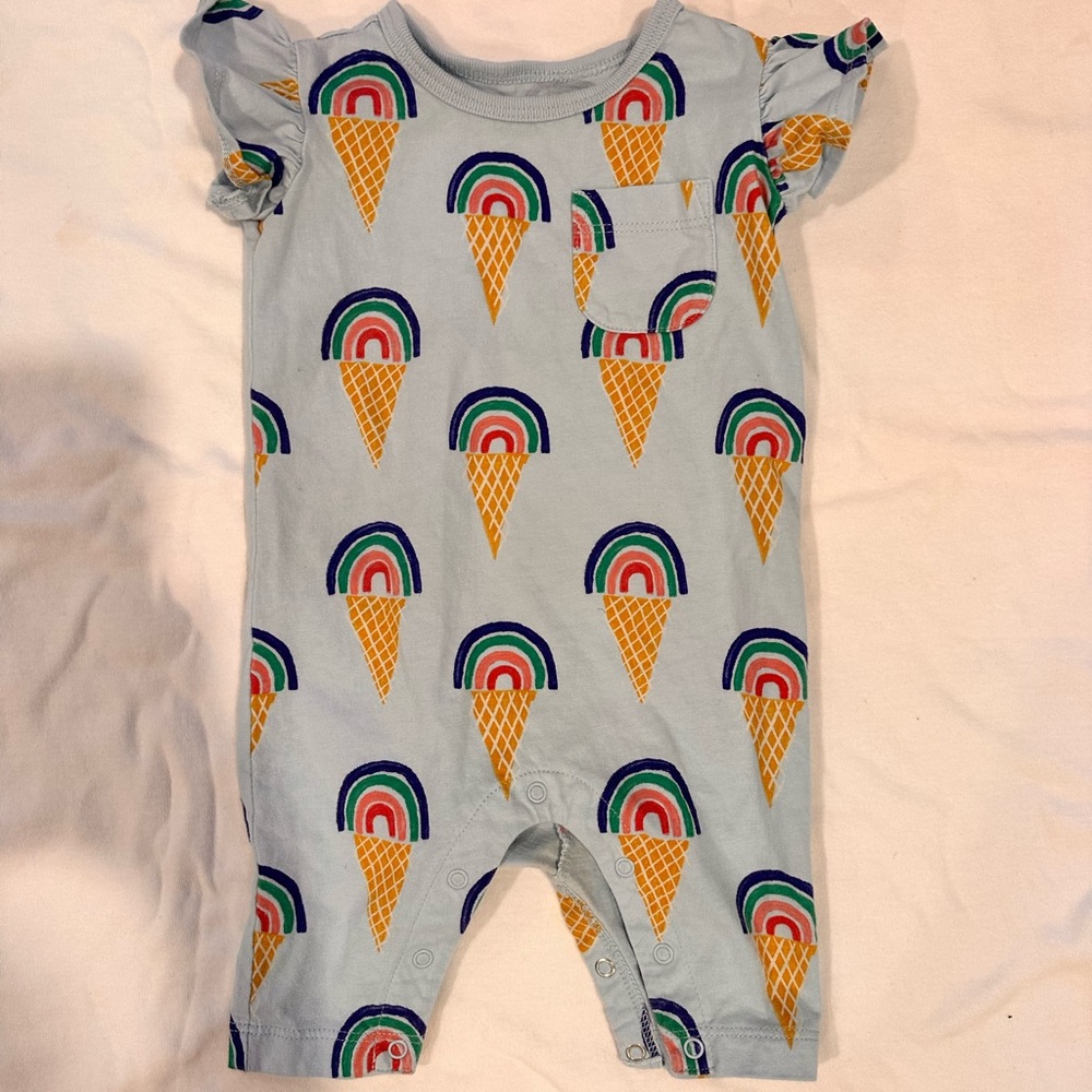Like New Tea Rainbow Ice Cream Romper 0-3